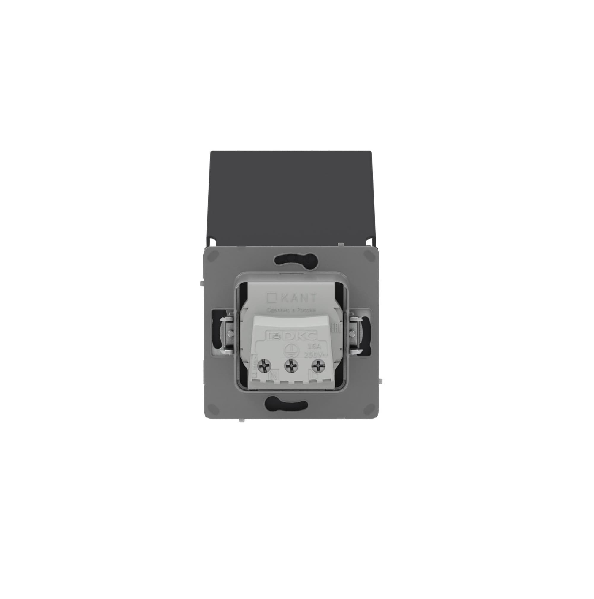 DKC KANT Розетка силовая, 2P+E, с з/ш, с крышкой, IP44, черный уголь — миниатюра 7