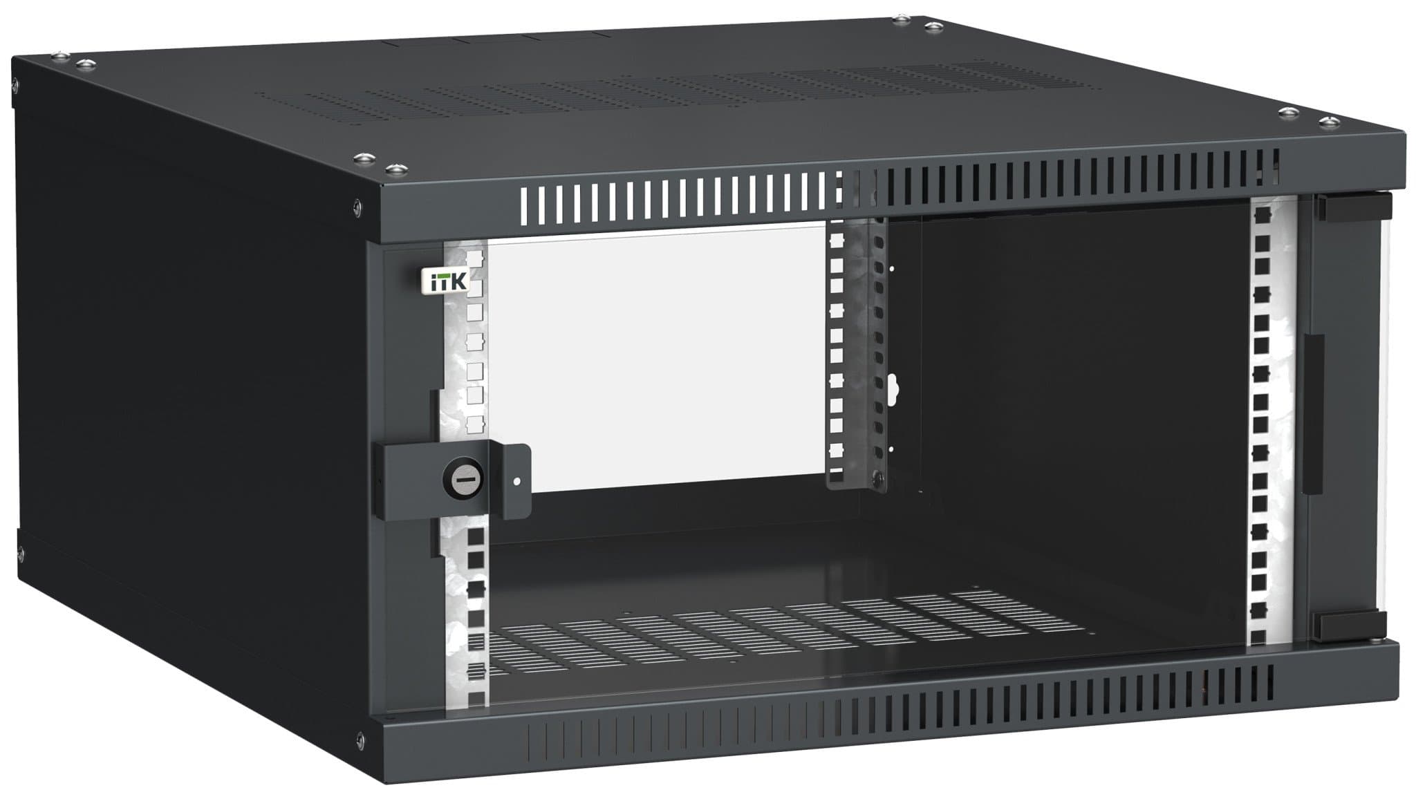 IEK LINEA WE ITK Шкаф LINEA WE 6U 600x650мм дверь, стекло черный LWE5-06U67-GF — миниатюра 1