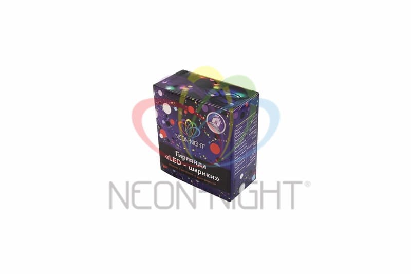 NEON-NIGHT Гирлянда "Мультишарики" Ø38 мм, 10 м, черный ПВХ, 40 диодов, цвет белый 303-575 — миниатюра 2
