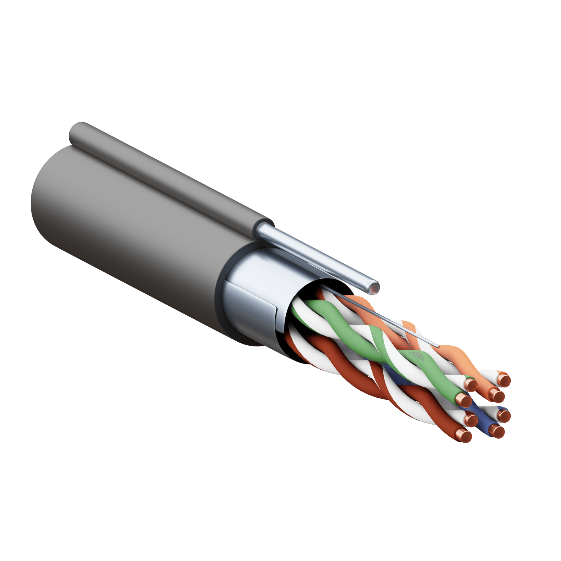 EKF Кабель витая пара TERACOM PRO Cat.5E F/UTP 4 пары solid 24AWG с тросом сталь 1,2 мм оболочка LDPE цвет черный (катушка 305м) — миниатюра 1