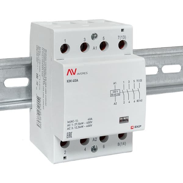 EKF Контактор модульный КМ 40А 4NO 230В АС (3 мод.) AVERES — миниатюра 2