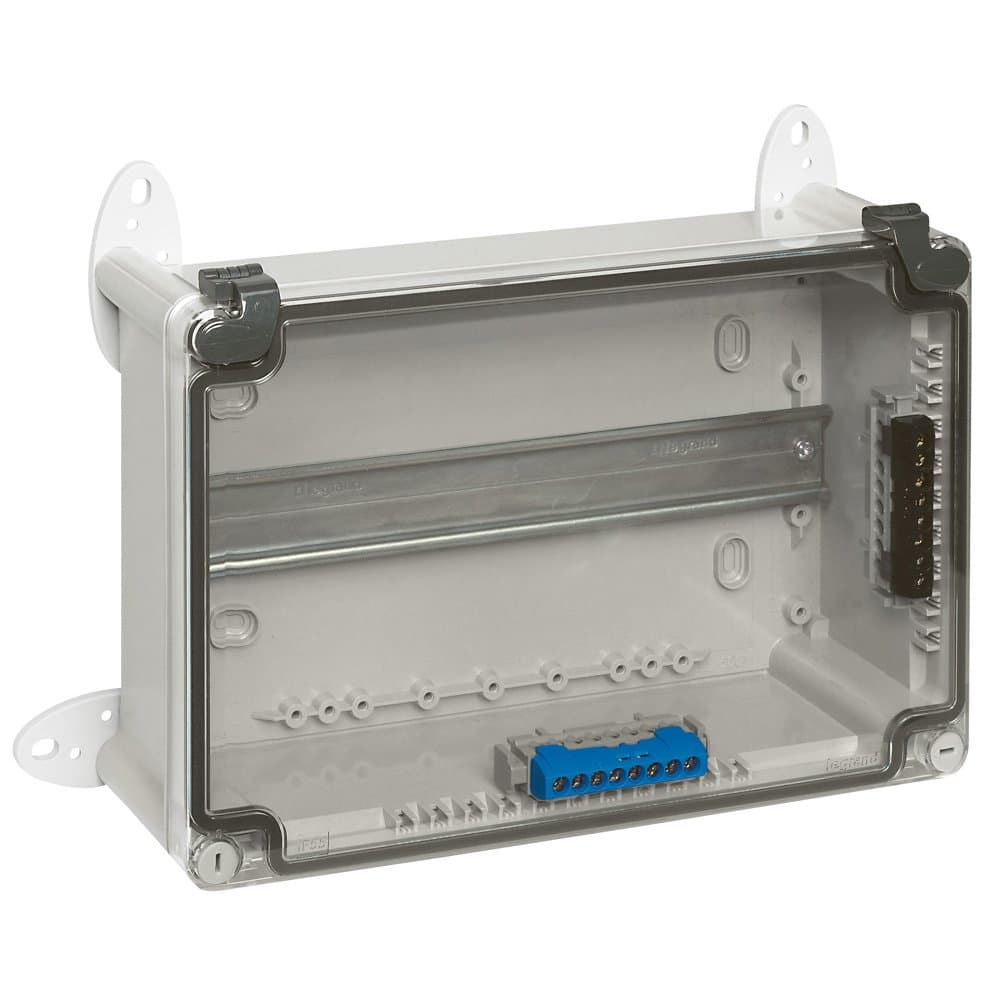 Legrand Коробка промышленная пластиковая IP55 IK07 RAL 7035 220x170x86 мм прозрачная крышка 035961