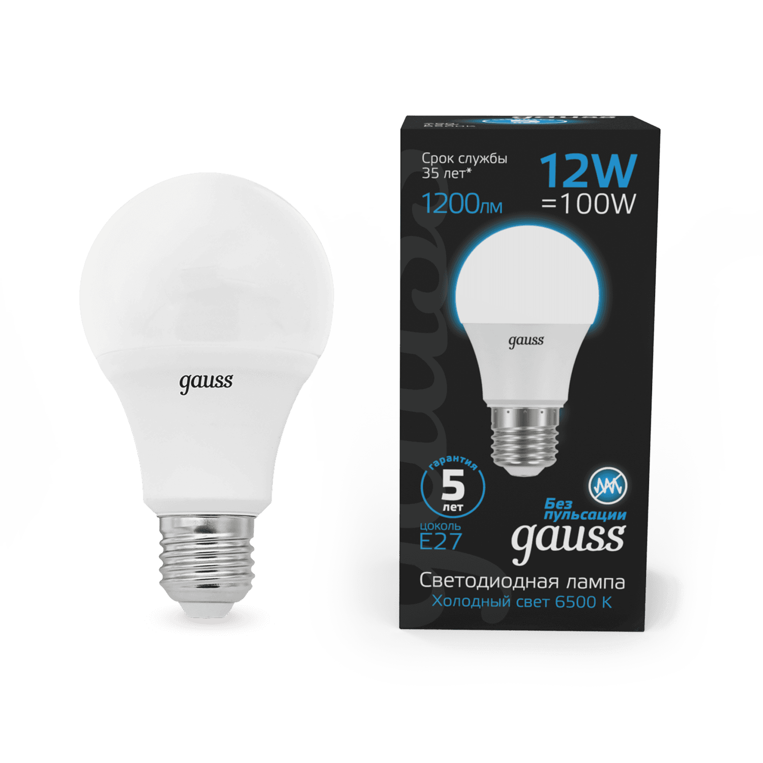 Gauss Лампа A60 12W 1200lm 6500K E27 LED 1/10/50 102502312 — миниатюра 8