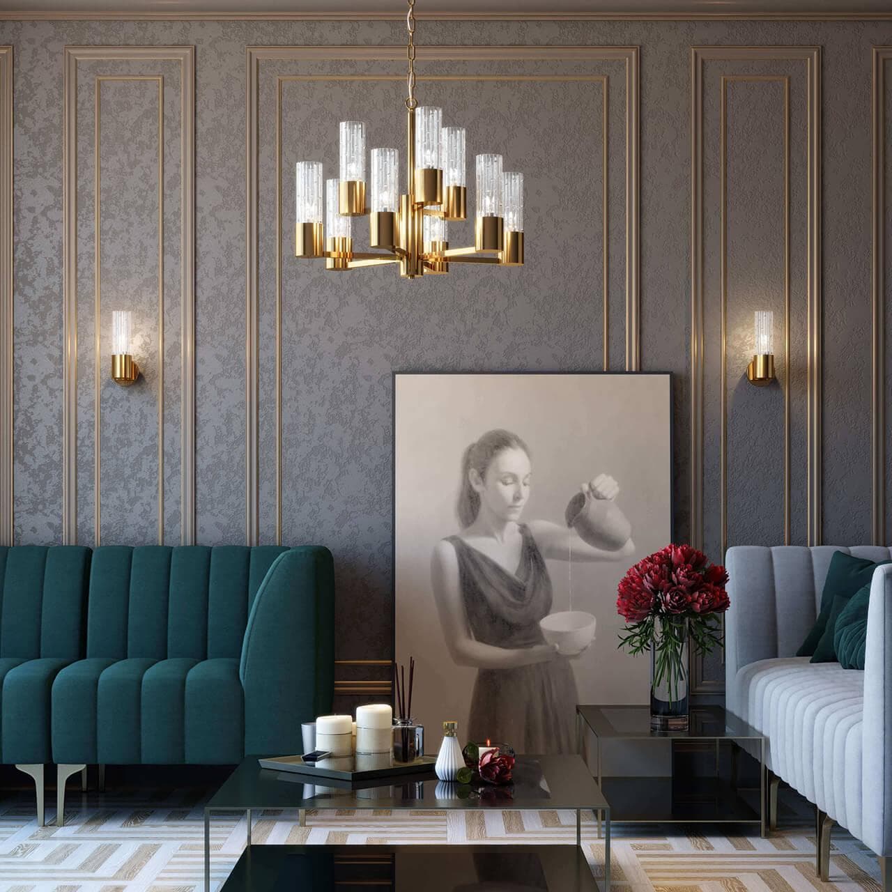 Odeon Light 4841/9 HALL ODL21 333 золото/металл/стекло Люстра E14 9*40W SABANO — миниатюра 4