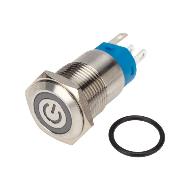 Кнопка антивандальная Ø16 250В Б/Фикс (5с) (ON)-OFF плоская подсв/красная POWER Rexant 36-3243