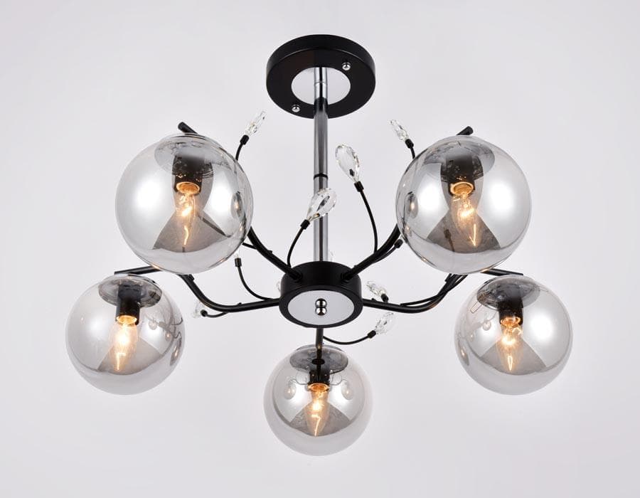 Ambrella Подвесная люстра TR9073/5 BK/SM черный/дымчатый E14 max 40W D620*420 — миниатюра 4