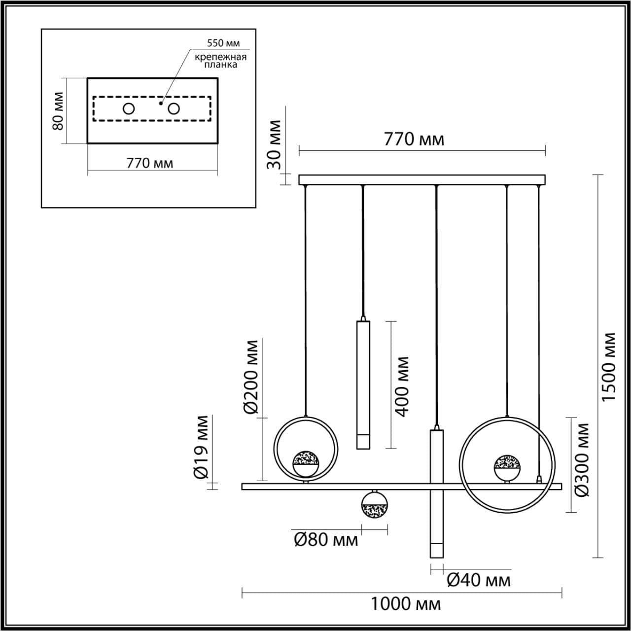 Odeon Light 4357/57L HIGHTECH ODL23 229 черный/античная бронза/металл Подвесной светильник с раздельным включением IP20 LED 57W 2565Лм 3000K TEANA — миниатюра 2
