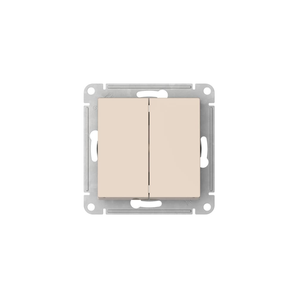 Systeme Electric AtlasDesign Бежевый Выключатель 2-клавишный, сх.5, 10АХ, мех., быстрозажим. клем. — миниатюра 3