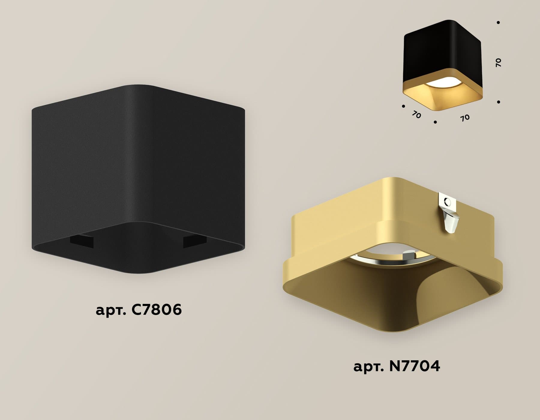 Ambrella Комплект накладного светильника XS7806004 SBK/SGD черный песок/золото песок MR16 GU5.3 (C7806, N7704) — миниатюра 2