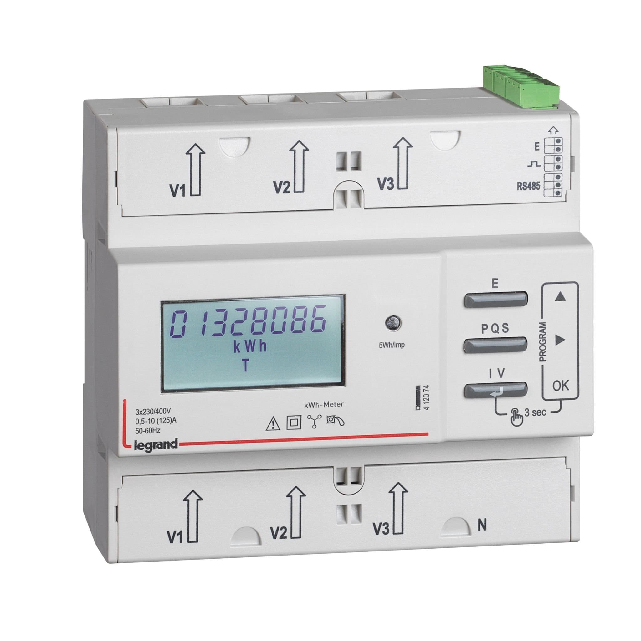 Legrand Трехфазный счётчик EMDX³ - сертификат MID - 125 А - 6 модулей - выход RS 485 412074 — миниатюра 4