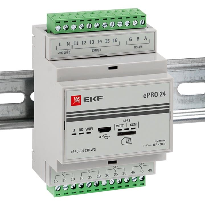 EKF PROxima Контроллер базовый ePRO удаленного управления 6вх\4вых 230В WiFi GSM ePRO-6-4-230-WG — миниатюра 10
