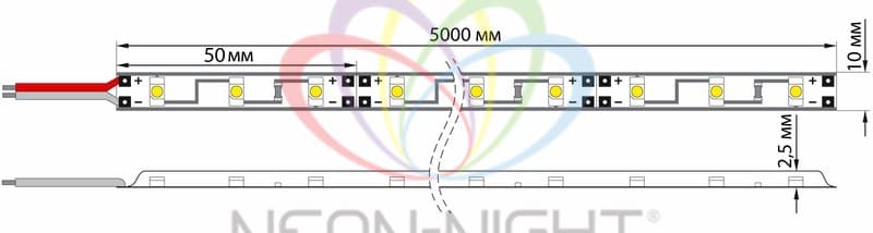 LAMPER LED лента открытая, 8 мм, IP23, SMD 2835, 60 LED/m, 12 V, цвет свечения красный 141-331 — миниатюра 3