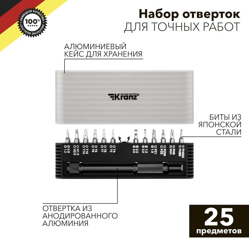 Kranz Набор отверток для точных работ RA-01 25 предметов KR-12-4751