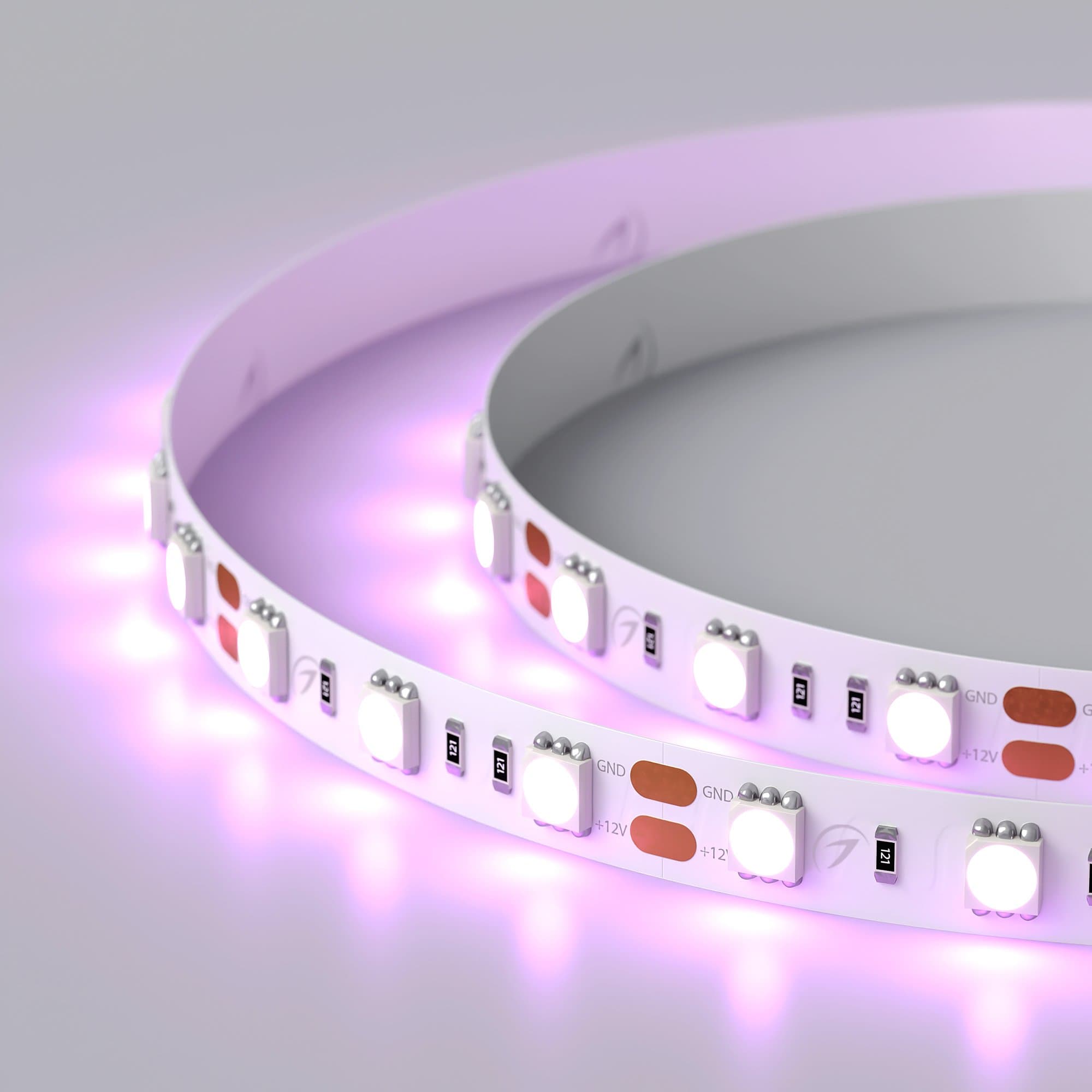 Arlight Светодиодная лента RT 2-5000 12V Pink 2X (5060, 300 LED, LUX) (14.4 Вт/м, IP20) 015975 — миниатюра 2
