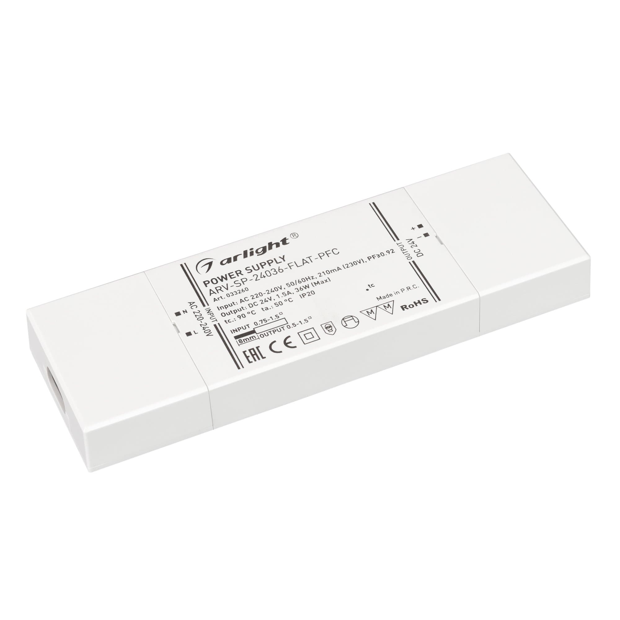 Arlight Блок питания ARV-SP-24036-FLAT-PFC (24V, 1.5A, 36W) (IP20 Пластик, 5 лет) 033260 — миниатюра 1