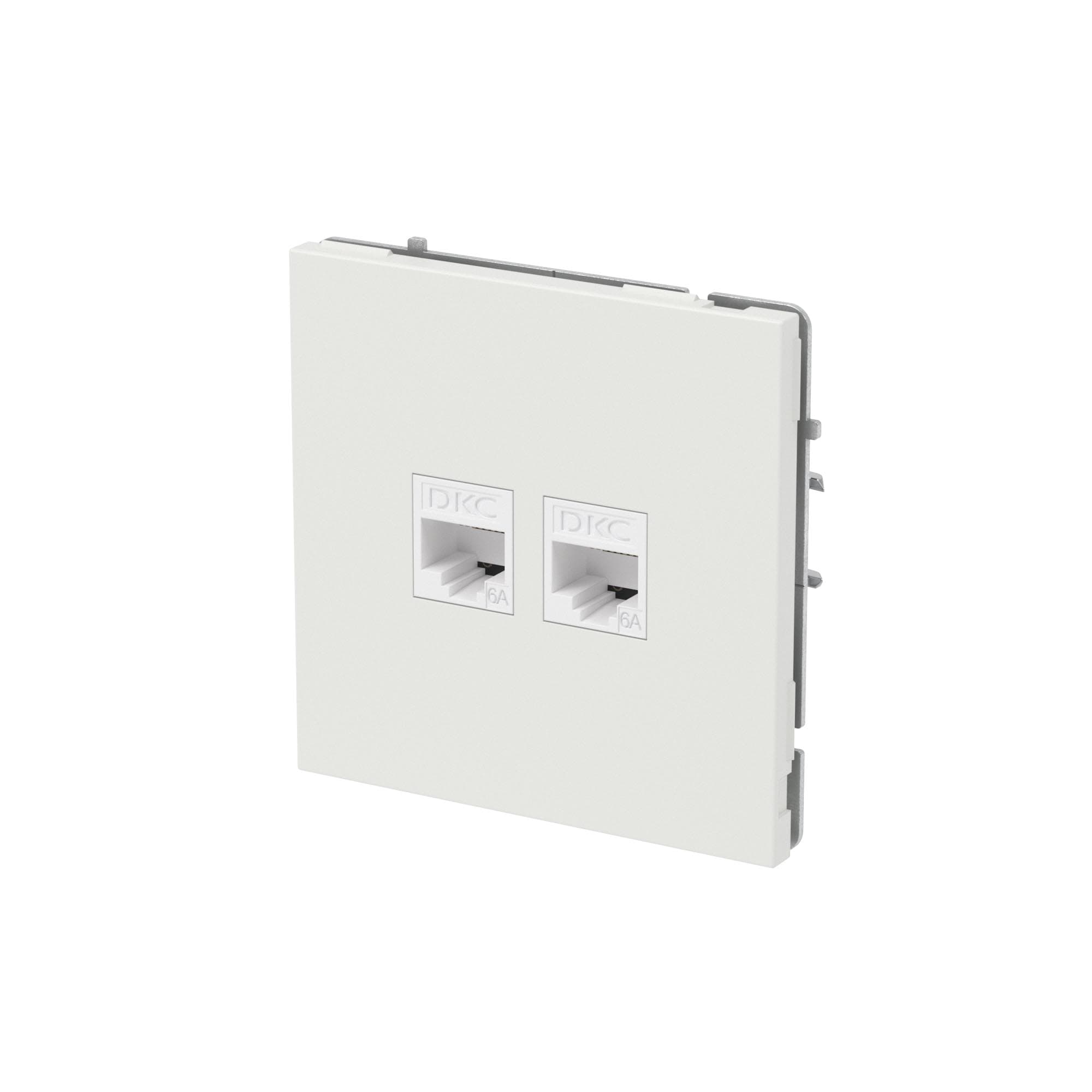 DKC KANT Компьютерная розетка RJ-45 без шторки, кат.6А двойная, белый песок — миниатюра 2