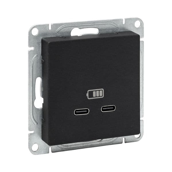 EKF Механизм розетки USB-C - 2шт, чёрный Эпика