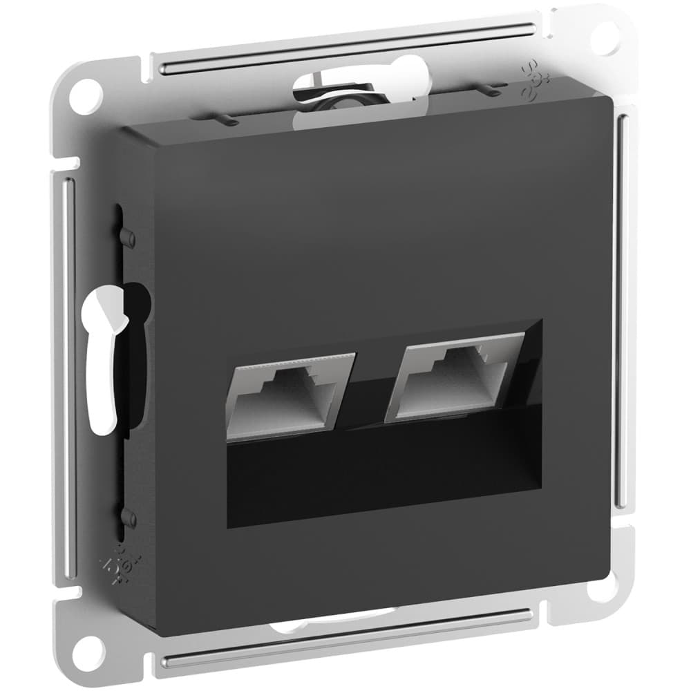 Systeme Electric AtlasDesign Карбон Розетка двойная комп RJ45+RJ45, кат.6А, механизм
