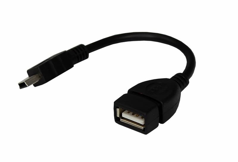 USB кабель OTG mini USB на USB шнур 0.15M черный Rexant 18-1181 — миниатюра 1