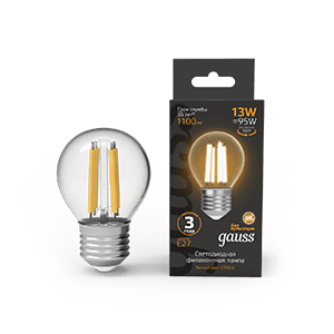 Gauss Лампа Filament Шар 13W 1100lm 2700К Е27 LED 1/10/50 105802113
