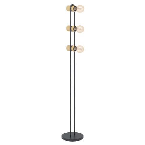 Eglo CHIEVELEY Торшер CHIEVELEY, 3Х28W, E27, L85, B90, H1405, основание: Ø230, сталь/дерево, черный/коричневы 43544