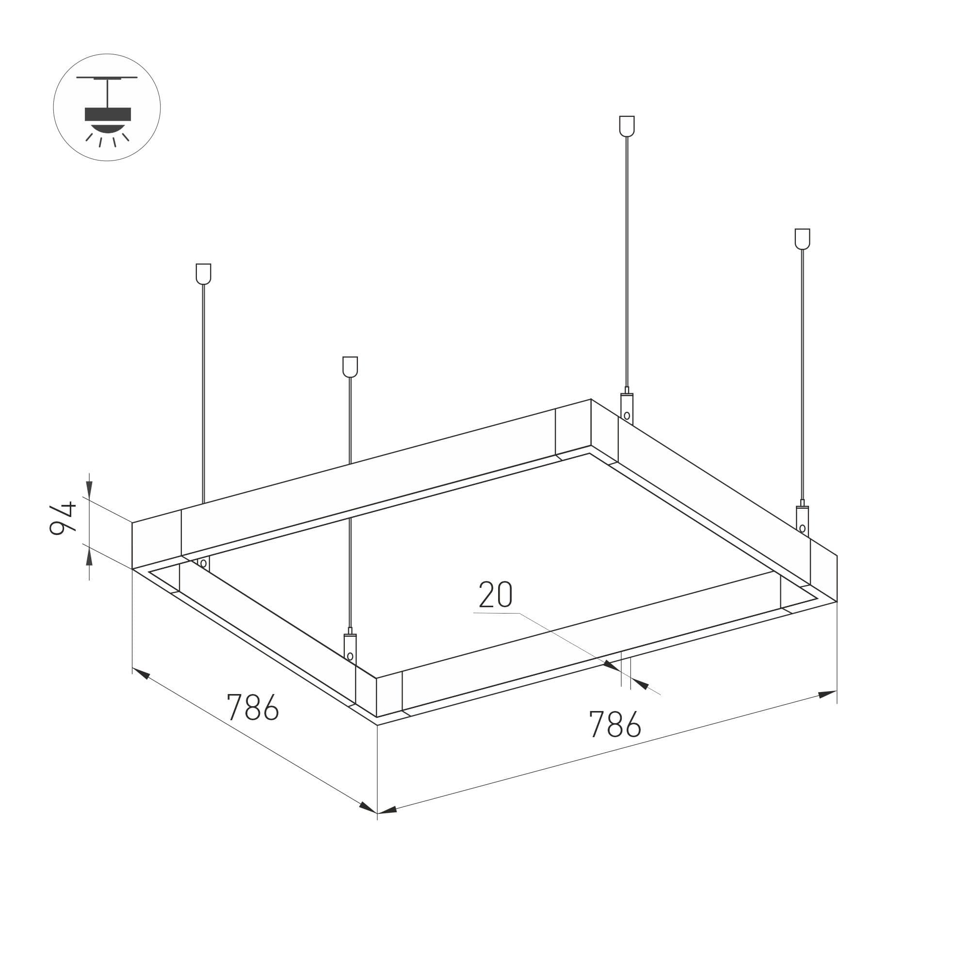 Arlight Светильник ALT-LINEAIR-QUADRAT-FLAT-UPDOWN-DIM-785-110W Warm3000 (BK, 100 deg, 230V) (IP20 Металл, 3 года) 040634 — миниатюра 2