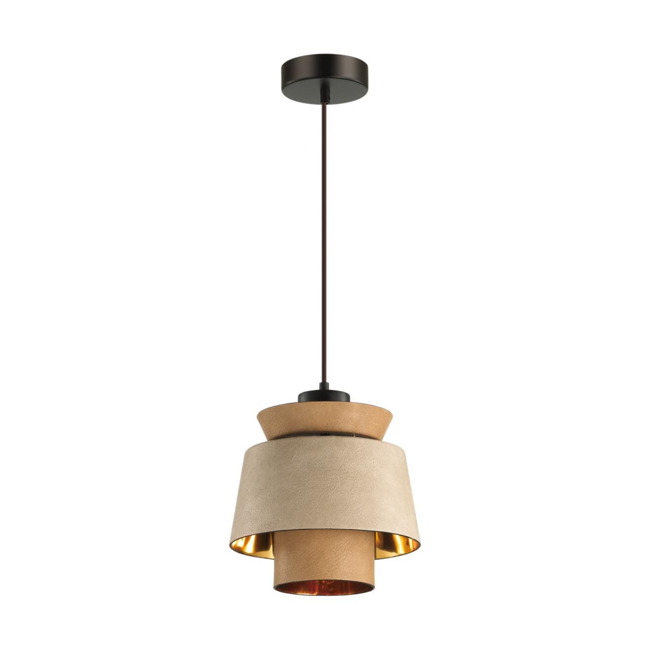 Odeon Light 4992/1 PENDANT ODL23 287 св. коричневый/золотой/металл/кожа Подвес E27 60W KRESSA — миниатюра 1