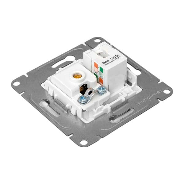 EKF Механизм розетки TV+RJ45 (cat5), белый Эпика — миниатюра 12