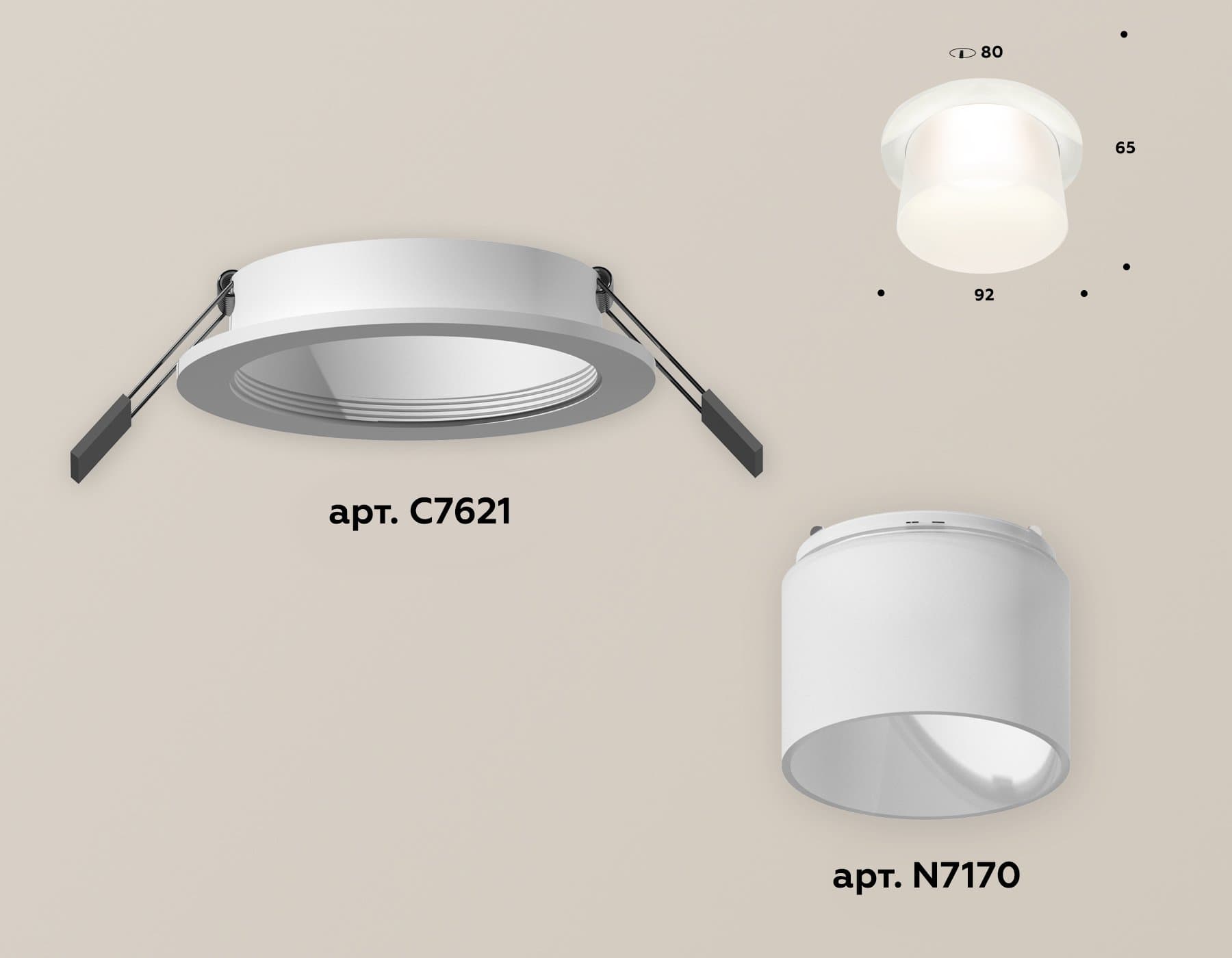 Ambrella Комплект встраиваемого светильника с акрилом XC7621045 SWH/FR белый песок/белый матовый MR16 GU5.3 (C7621, N7170) — миниатюра 2