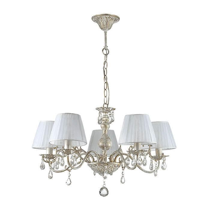 Odeon Light 3229/5 ODL16 019 белый/зол.патина/ткань/хрусталь Люстра E14 5*40W 220V MAGALI — миниатюра 1