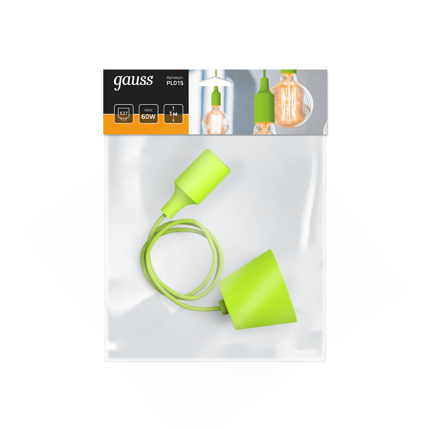 Gauss Светильник подвесной Decor PL015 зеленый E27, 1 м, 1/40 — миниатюра 2