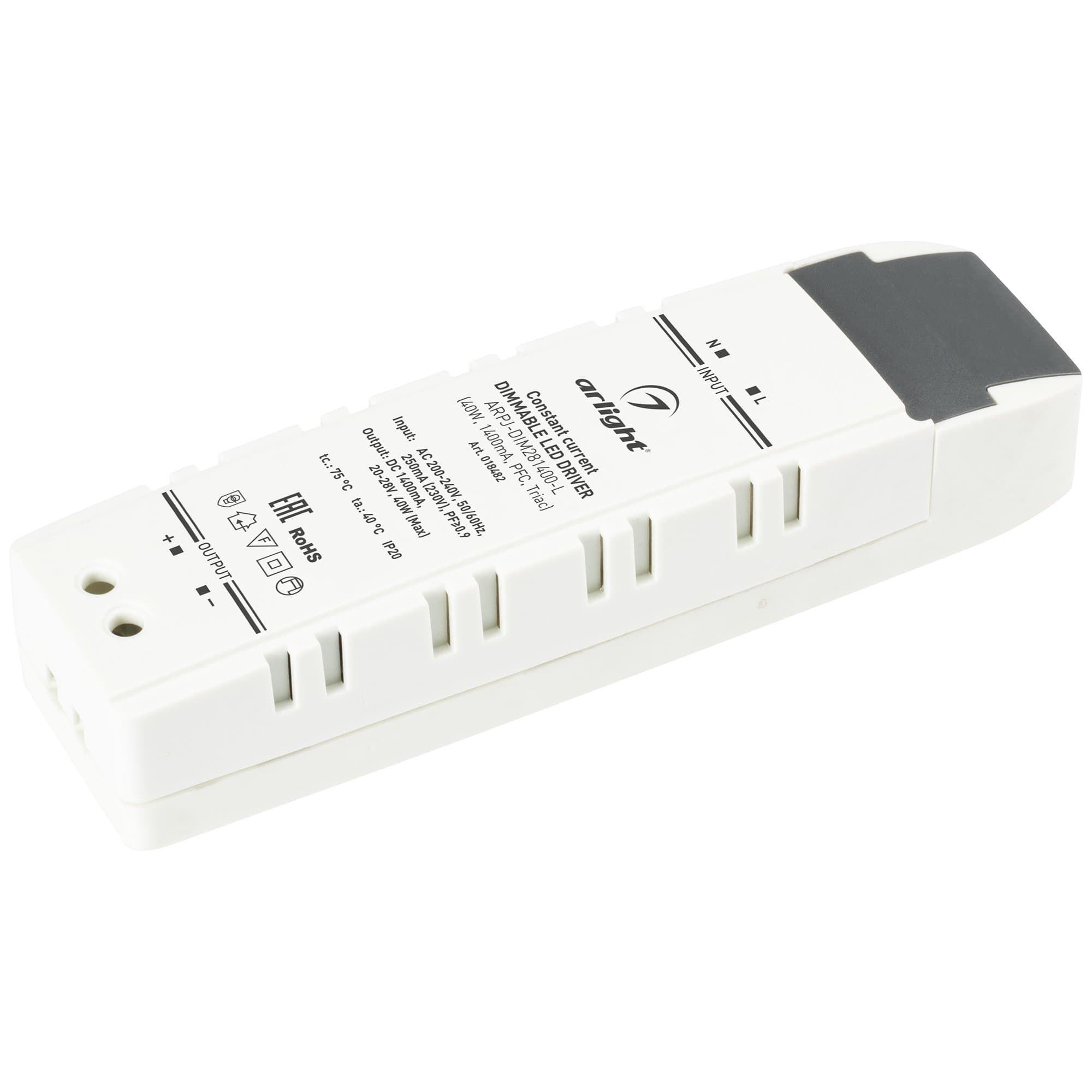 Arlight Блок питания ARPJ-DIM281400-L (40W, 1400mA, PFC, Triac) (IP20 Пластик, 2 года) 018482