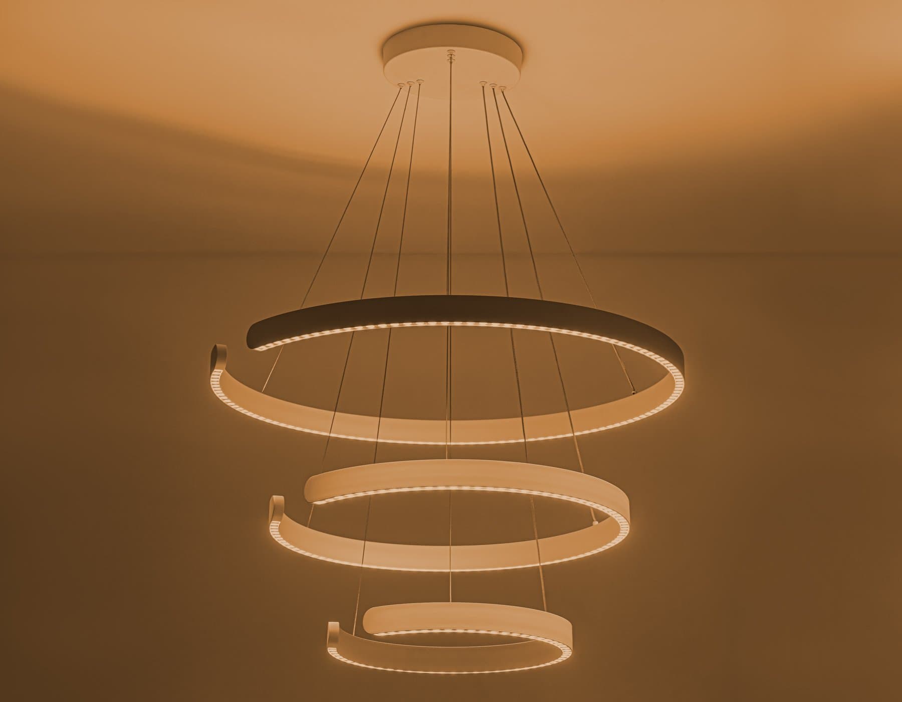 Ambrella Светильник подвесной светодиодный FL5887/3 WH белый 90W 3000K/4200K/6400K D800/600/400*1200 (без ПДУ) — миниатюра 4