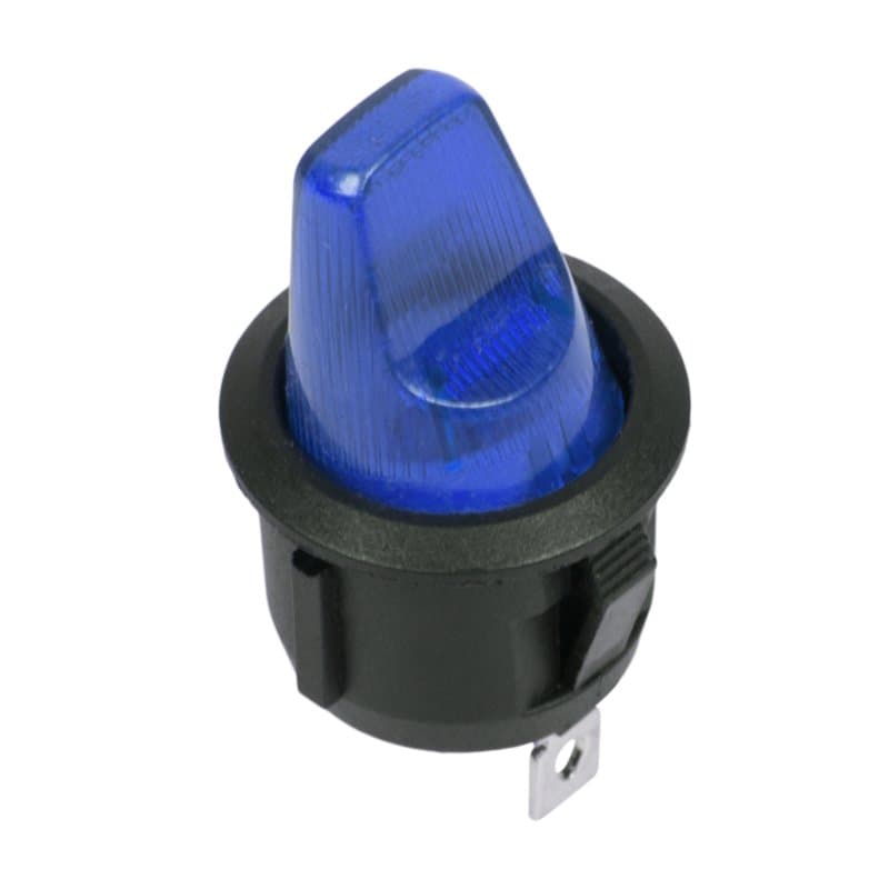 Выключатель клавишный круглый 12V 16А (3с) ON-OFF синий с подсветкой Rexant 36-2591