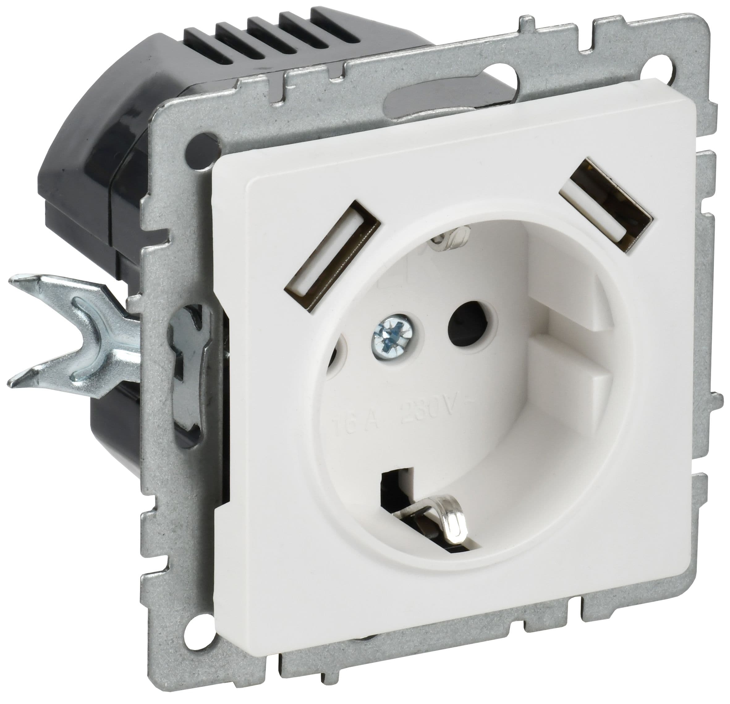 IEK BRITE Роз. с з/к/ш 16А с USB A+A 2,1А РЮш10-1-БрАБ а/б — миниатюра 1