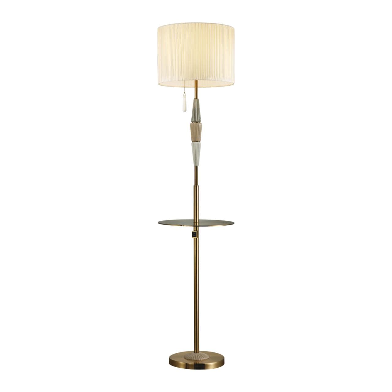 Odeon Light 5403/1F CLASSIC ODL_EX24 77 бронзовый/светло-коричневый/кремовый/металл/керамика/ткань Торшер E27 1*60W LATTE