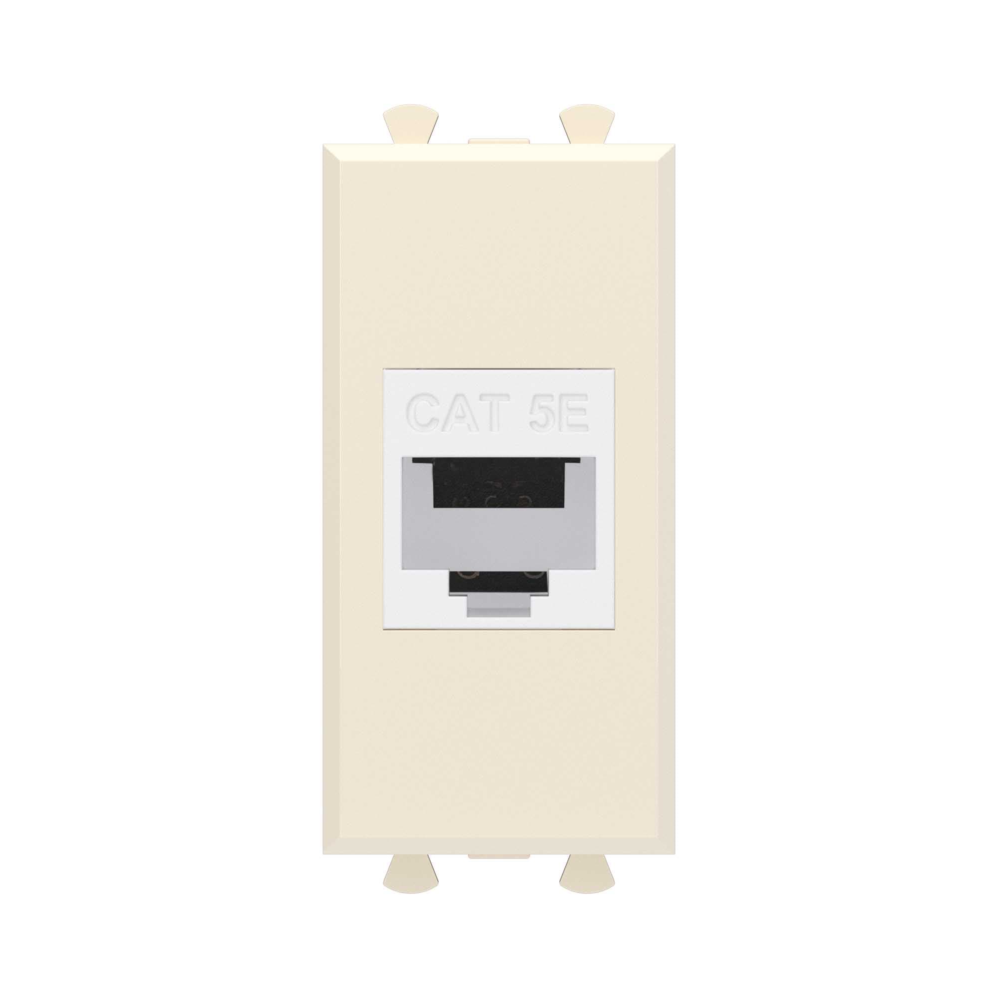 DKC Компьютерная розетка RJ-45 без шторки модульная, кат.5е, "Avanti", "Ванильная дымка", 1 модуль — миниатюра 1
