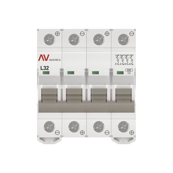 EKF Выключатель автоматический AV-6 DC 4P 32A (L) 6kA AVERES — миниатюра 3