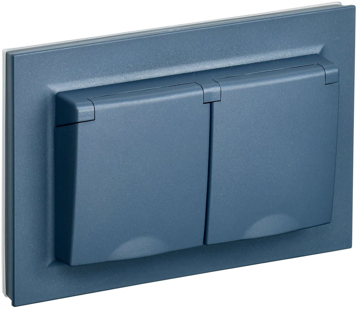 IEK BRITE Маренго Розетка 2-я с кр. 16А в сборе IP44 РСбш12-3-44-БрМ