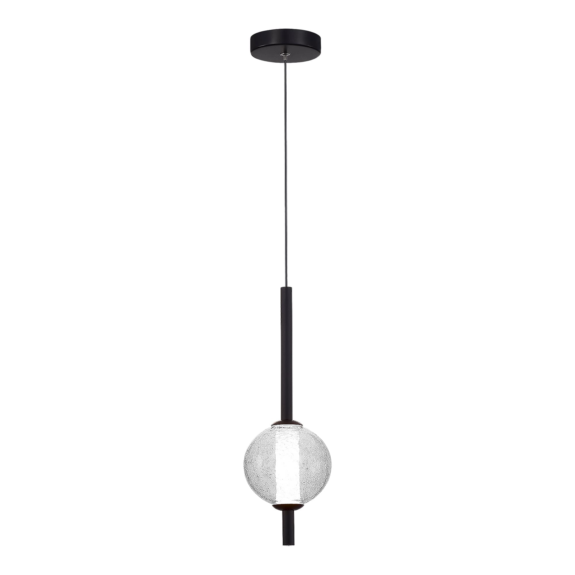ST LUCE SL6120.403.01 Светильник подвесной Черный/Прозрачное кракелированное стекло LED 1*8,5W 3000K
