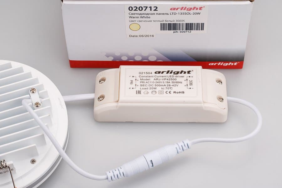 Arlight Светодиодная панель LTD-135SOL-20W Warm White (IP44 Пластик, 3 года) 020712 — миниатюра 6