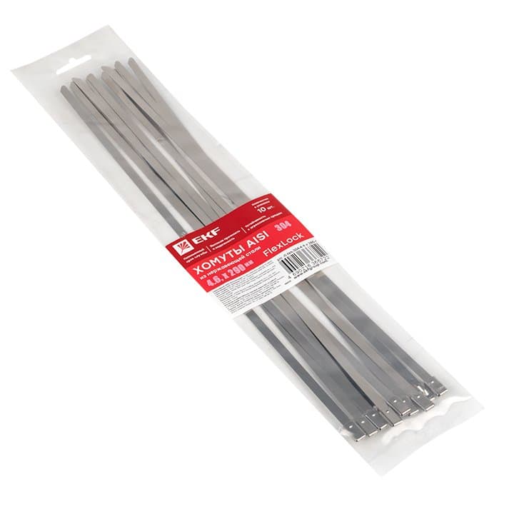 EKF PROxima Хомут AISI 304 из нержавеющей стали, 4.6x290 (10 шт.) FlexLock — миниатюра 2