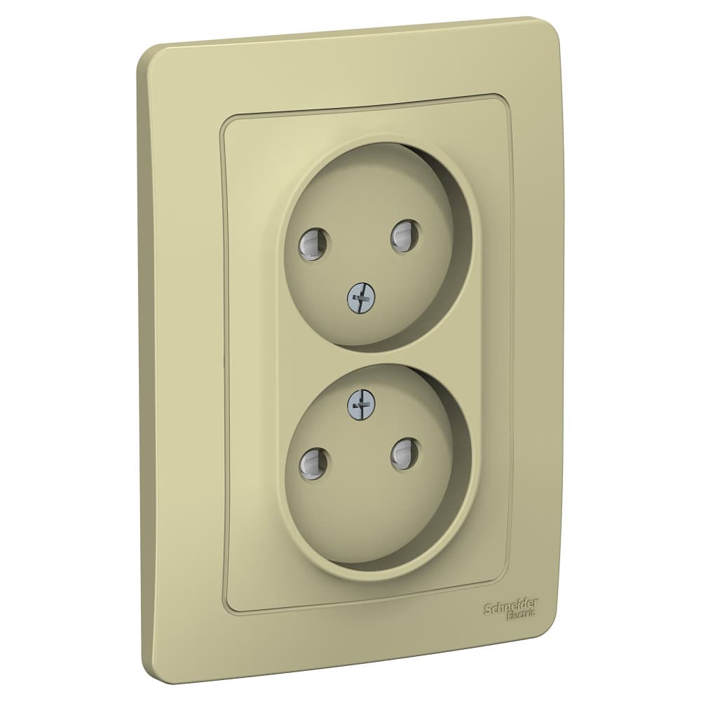 Systeme Electric Blanca внутр Беж Розетка 2-ая б/з со шторками, 16А, 250В — миниатюра 1