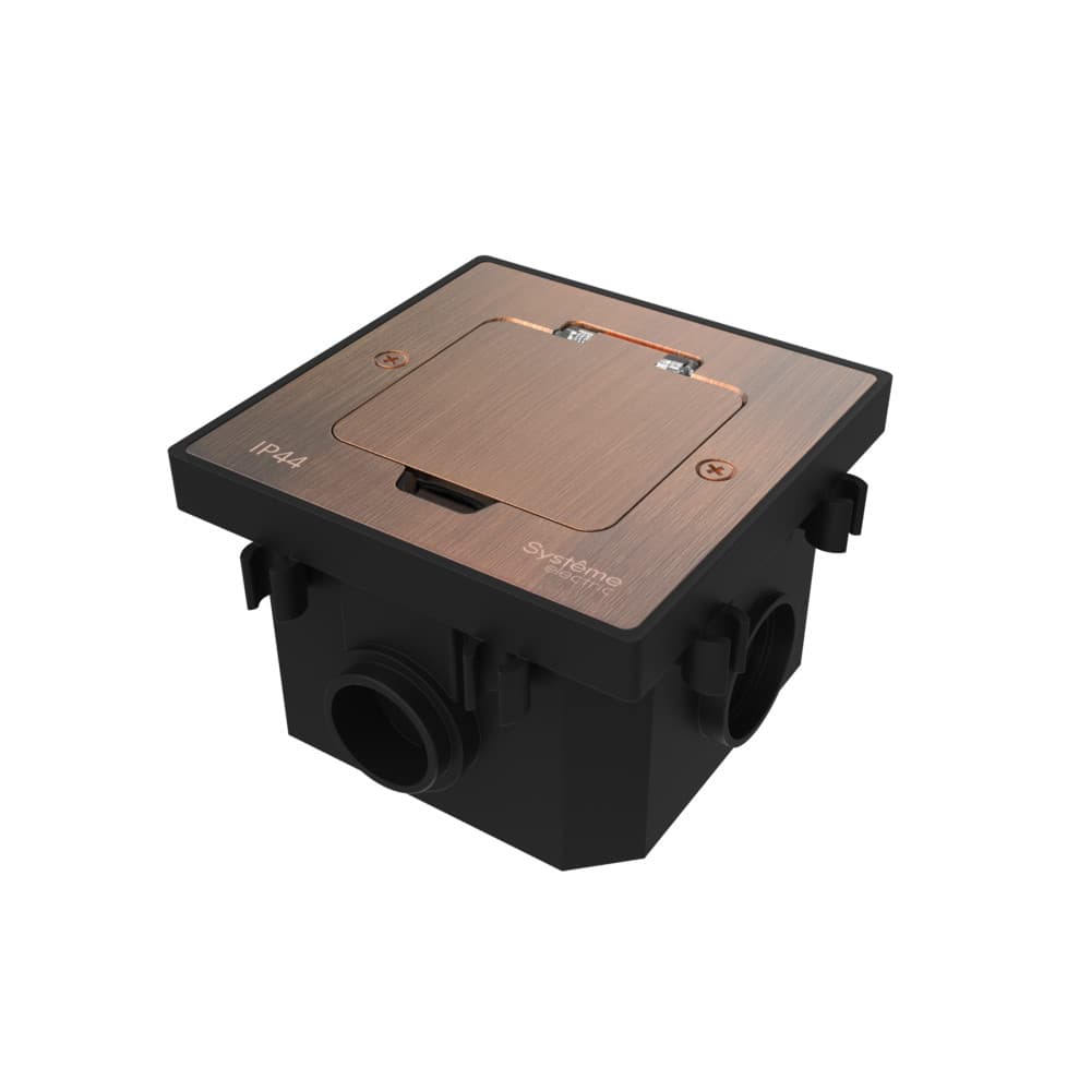 Systeme Elecrtic MultiDesk Медь Лючок на 2 модуля IP44 с монтажной коробкой для бетонных полов, тип MDK20 — миниатюра 1