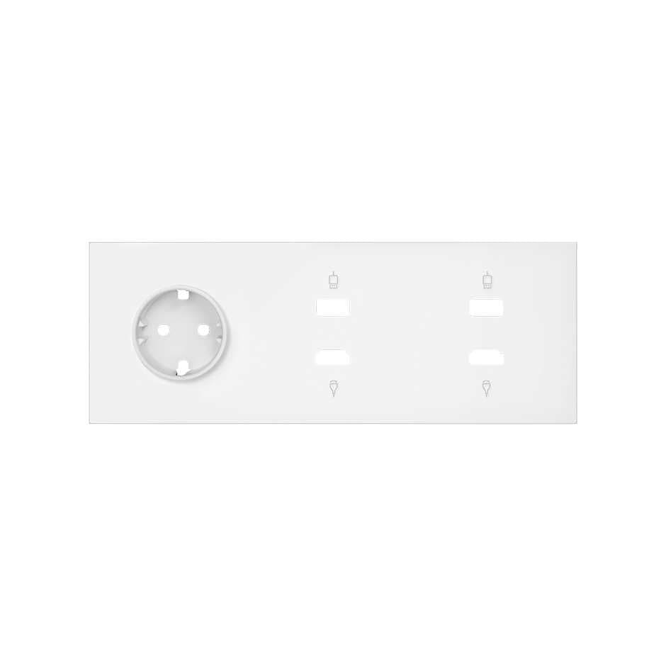 Simon 100 Белый матовый Кит 3 поста, фронт. Накладка на 1 розетку Schuko + 2 розетки HDMI + 2 розетки USB 10020305-230