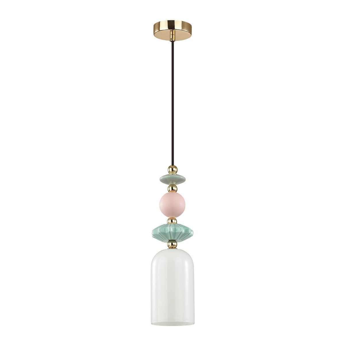 Odeon Light 4861/1B CLASSIC ODL_EX21 золото/раноцветный/керамика/стекло Подвес E14 1*40W CANDY — миниатюра 1