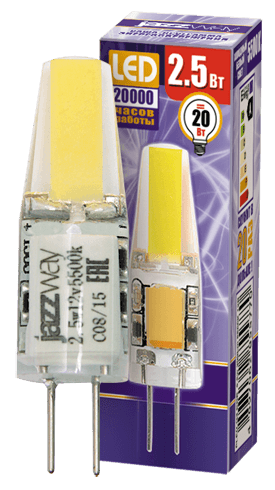 Jazzway Лампа светодиодная (LED) капсульная d10мм G4 2.5Вт 12В холодная дневного света 5500К .2855770 — миниатюра 3