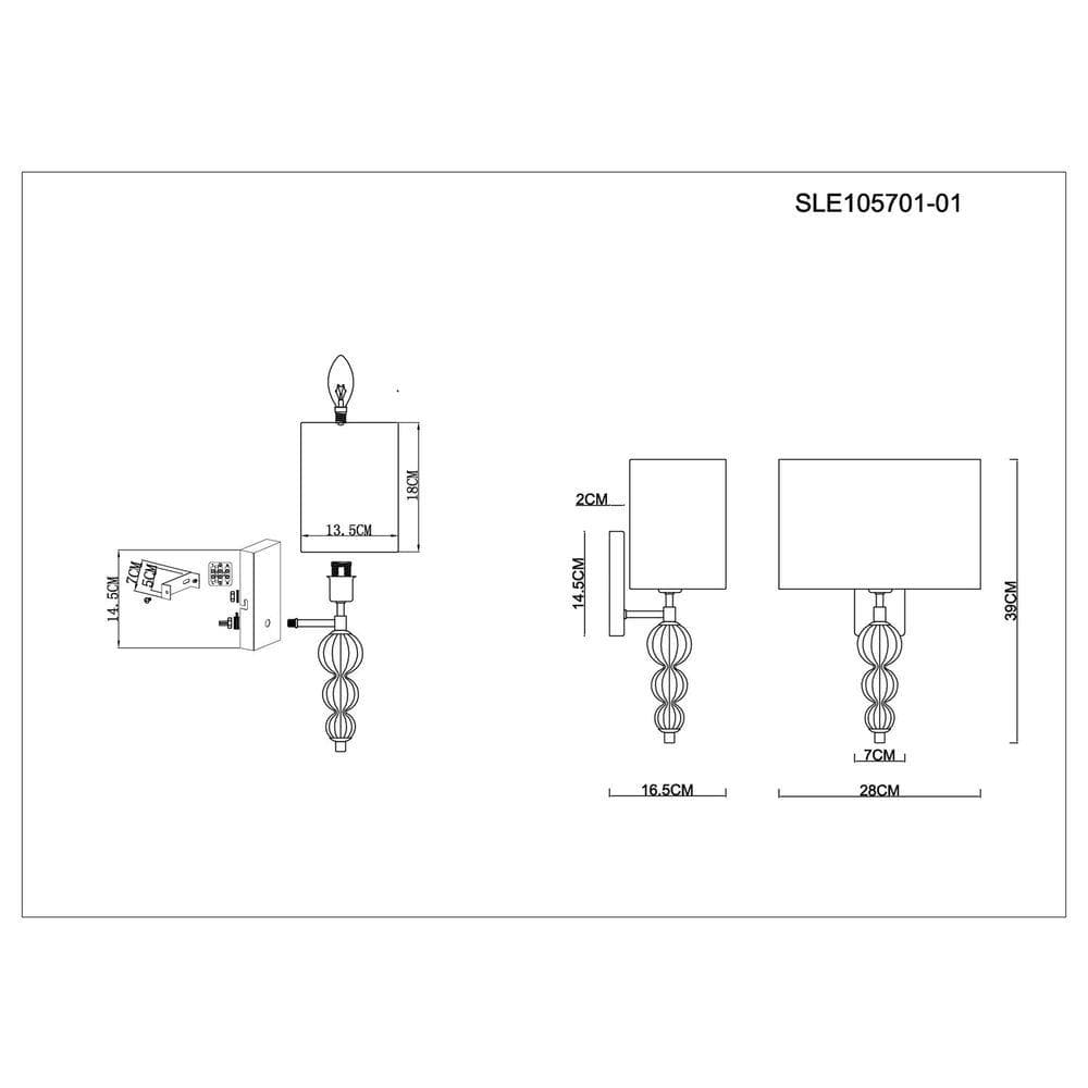 Evoluce SLE105701-01 Бра Хром/Светло-бежевый E14 1*40W — миниатюра 2
