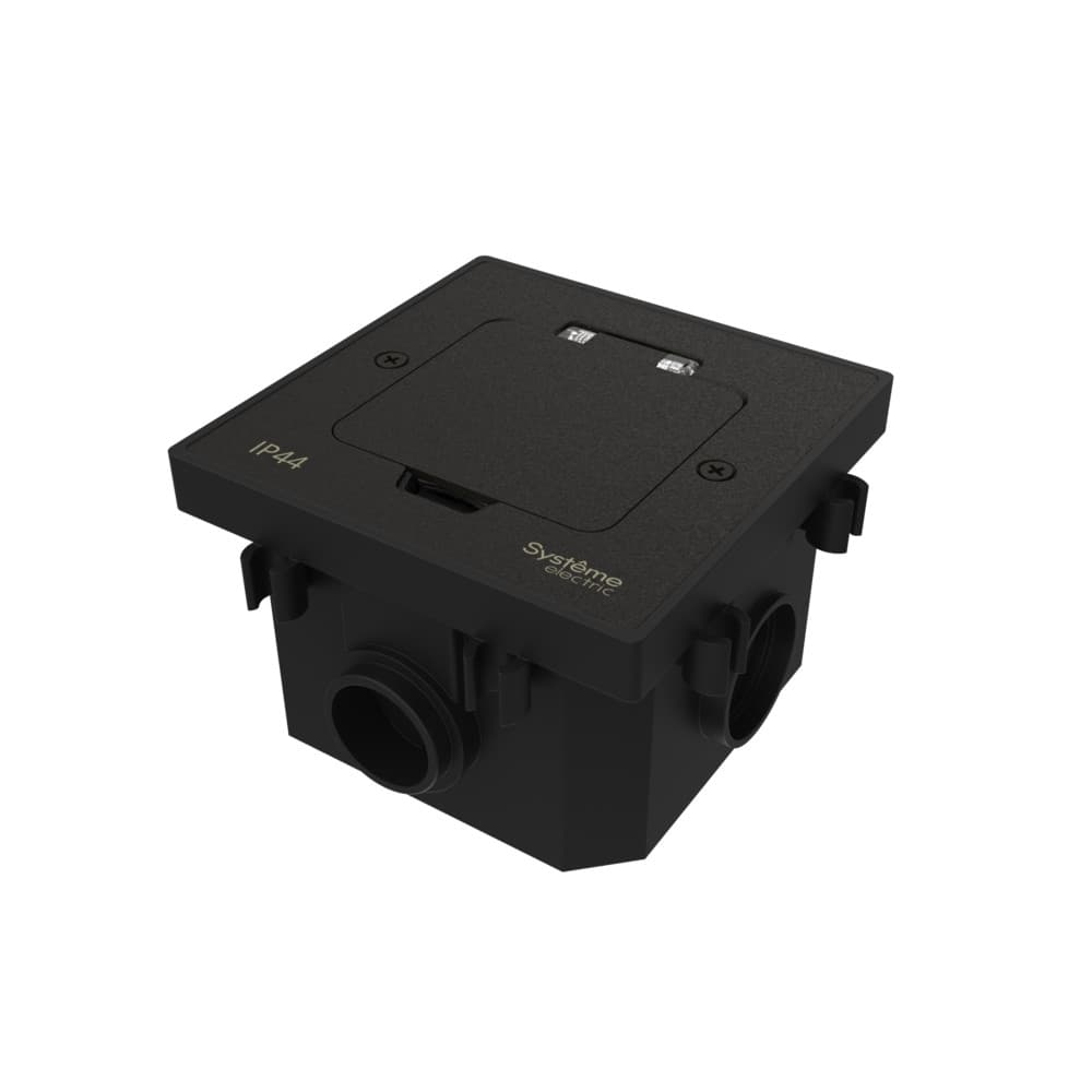 Systeme Elecrtic MultiDesk Чёрный матовый Лючок на 2 модуля IP44 с монтажной коробкой для бетонных полов , тип MDK20 — миниатюра 1