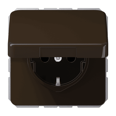 JUNG SCHUKO®-розетка 16 A / 250 B ~ с защитой от детей и крышкой, коричневая CD1521BFKIKLBR